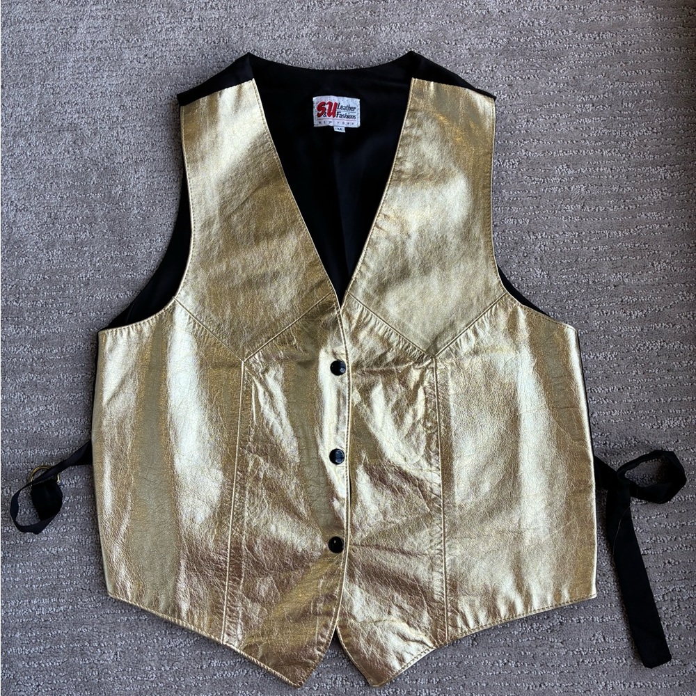 S&U Leather Fashions VINTAGE Metallic Gold Vest
